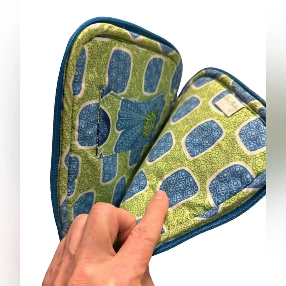 Vera Bradley Mini Tablet Zipped Carrying Case in Blue and Green Print 6.5 x 8.5